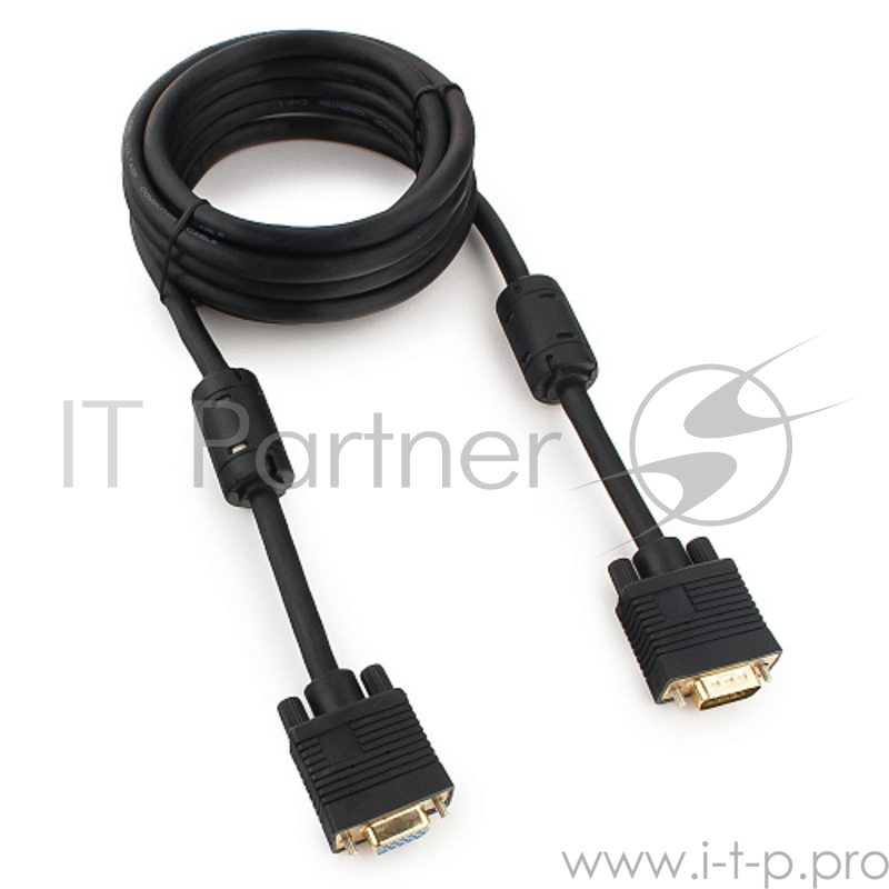 Кабель Konoos KC-PPVGAX-3, Кабель удлинитель VGA , 15M/15F, 3.0м, черный, тройной экран, позол.разъемы