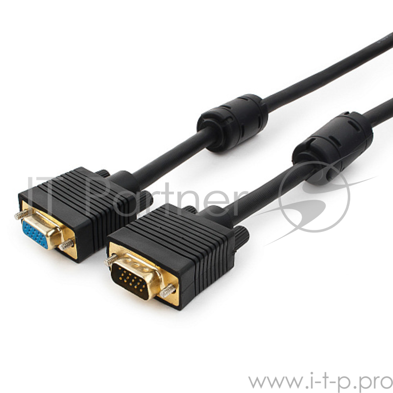 Кабель Konoos KC-PPVGAX-3, Кабель удлинитель VGA , 15M/15F, 3.0м, черный, тройной экран, позол.разъемы
