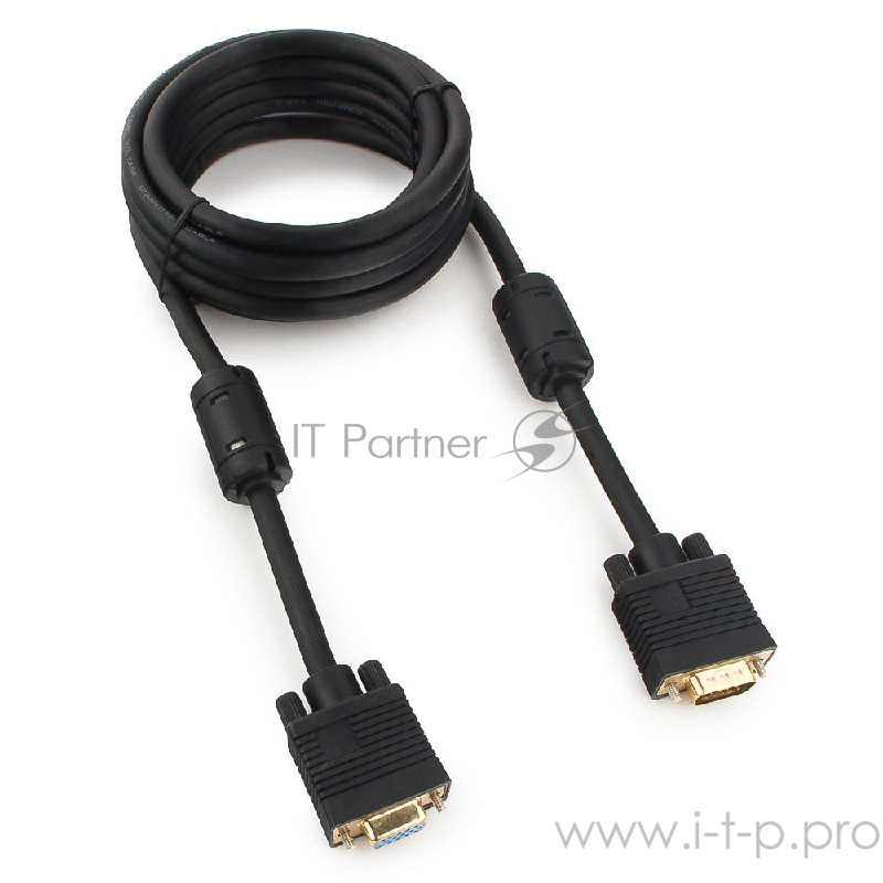 Кабель Konoos KC-PPVGAX-3, Кабель удлинитель VGA , 15M/15F, 3.0м, черный, тройной экран, позол.разъемы