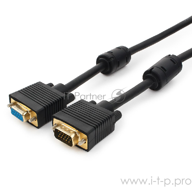 Кабель Konoos KC-PPVGAX-3, Кабель удлинитель VGA , 15M/15F, 3.0м, черный, тройной экран, позол.разъемы