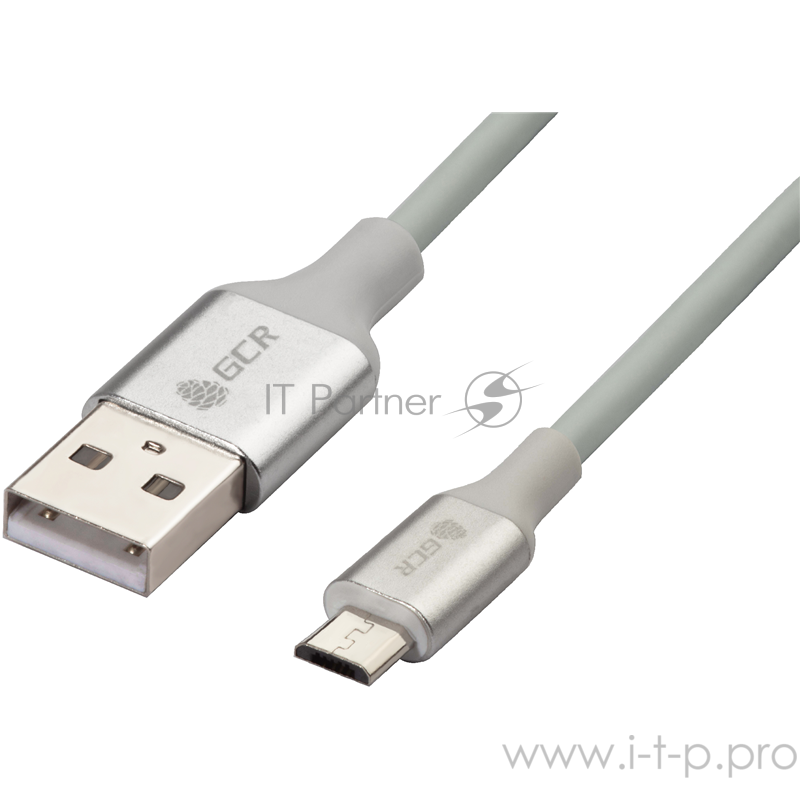 Кабель Greenconnect Кабель 3A 2.0m USB 2.0 для Samsung, OS Android, AM/microB 5pin, белый, AL корпус серебро, белый ПВХ, 28/22 AWG, поддержка функции быстрой зарядки (GCR-50857)