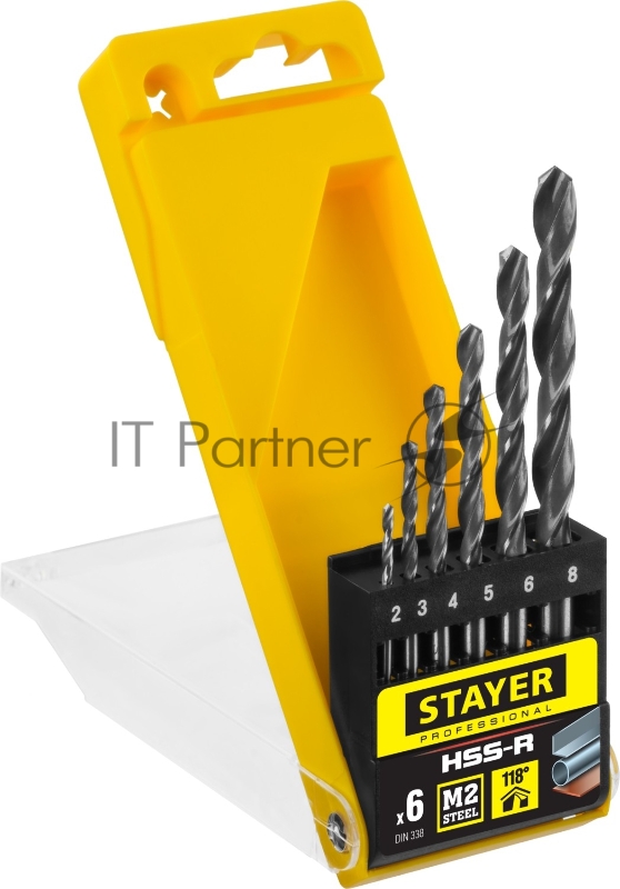 Набор сверл по металлу STAYER PROFI 6шт(2-8мм), быстрорежущая сталь М2(S6-5-2), класс В