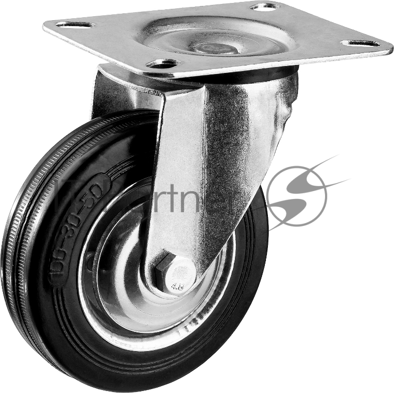 Колесо поворотное d=100 мм, г/п 70 кг, резина/металл, игольчатый подшипник, ЗУБР Профессионал