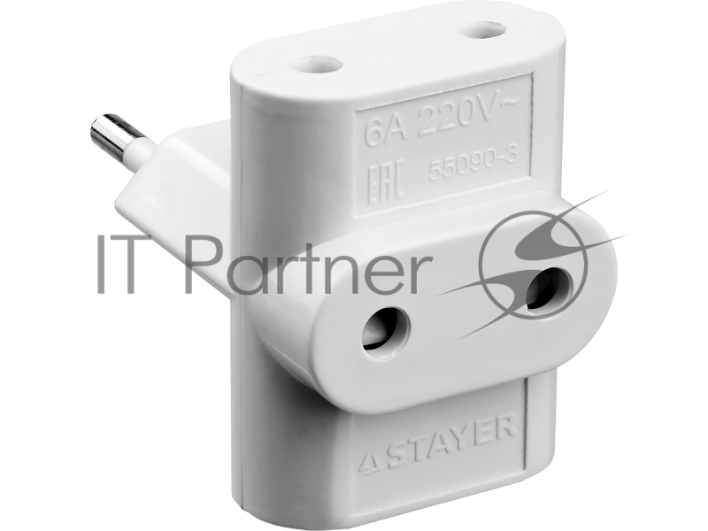 Разветвитель электрический MAXElectro, STAYER 55090-3, 3 гнезда, 6А/220В