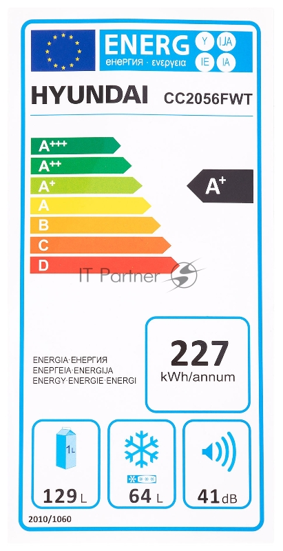Холодильник Hyundai CC2056FWT белый (двухкамерный)