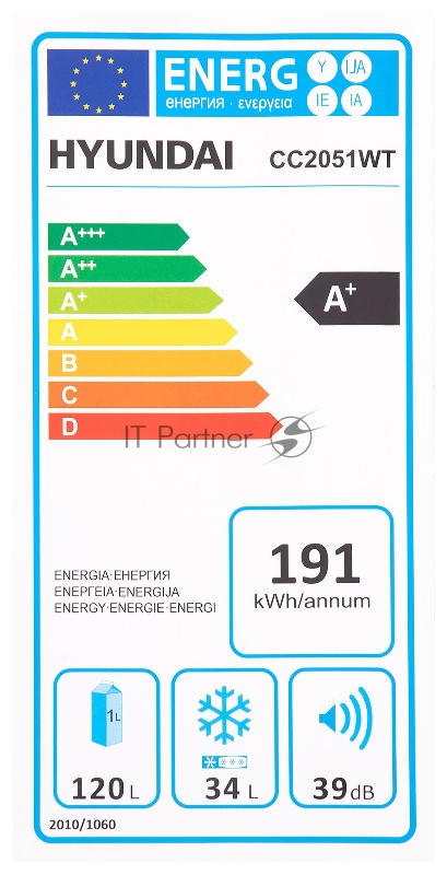 Холодильник Hyundai CC2051WT белый (двухкамерный)