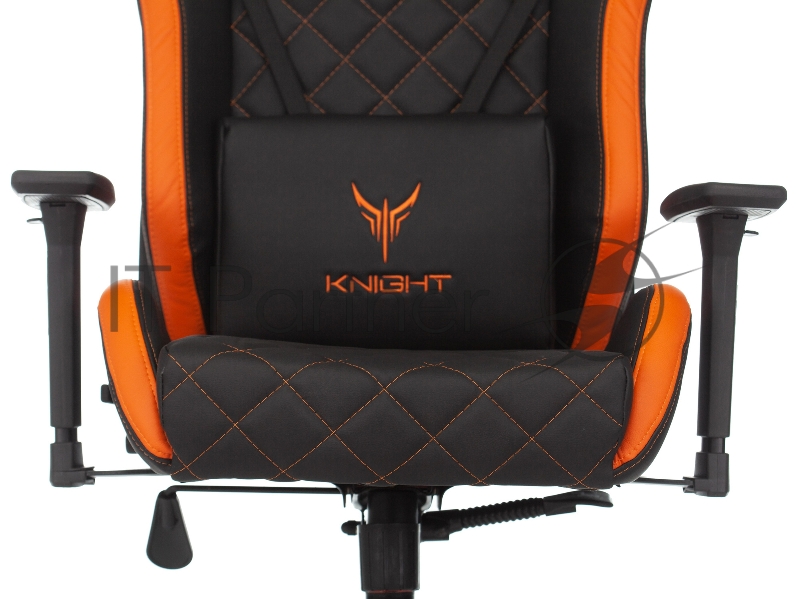 Кресло игровое Knight OUTRIDER черный/оранжевый ромбик эко.кожа с подголов. крестовина металл