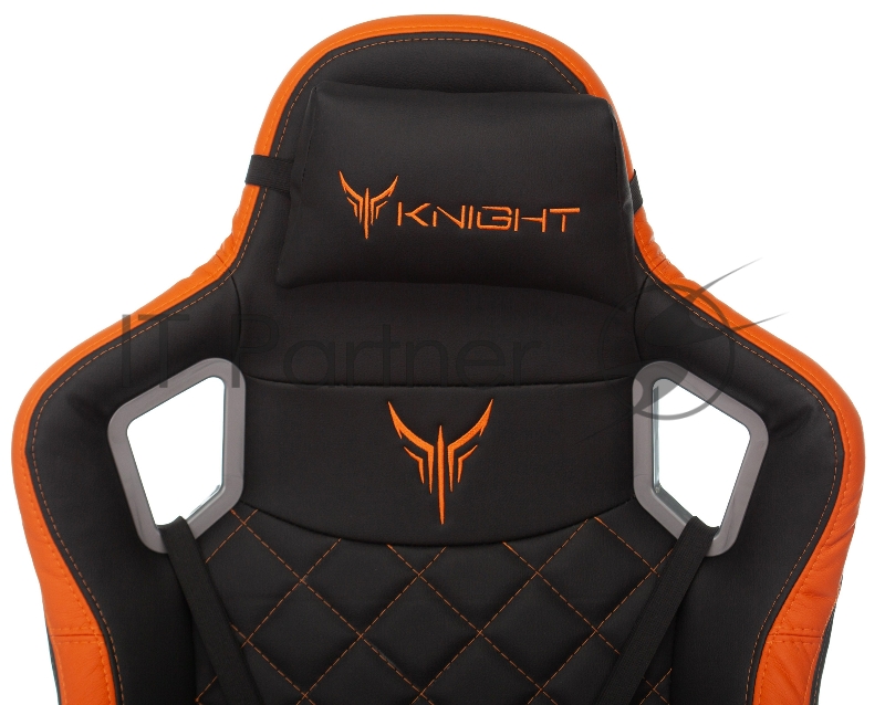 Кресло игровое Knight OUTRIDER черный/оранжевый ромбик эко.кожа с подголов. крестовина металл