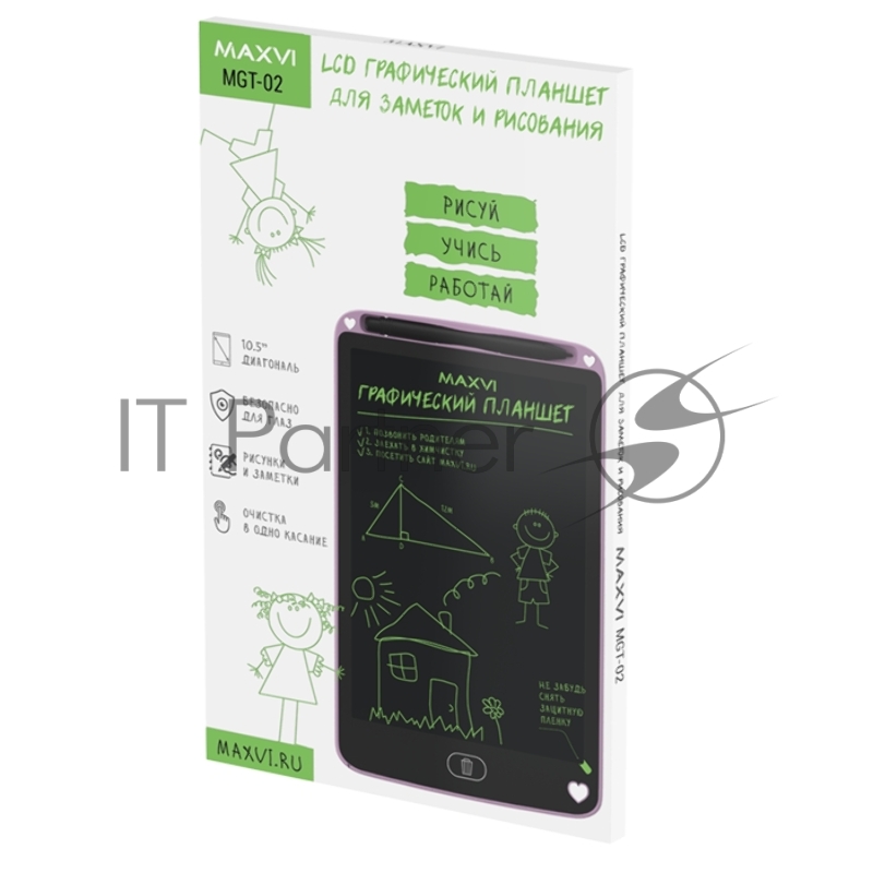 Графический планшет LCD для заметок и рисования Maxvi MGT-02 pink