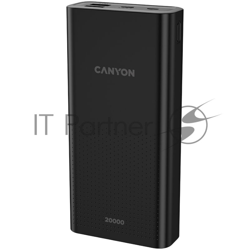 Мобильный аккумулятор CANYON PB-2001 Power bank 20000mAh Li-poly battery, Input 5V/2A , Output 5V/2.1A(Max), 144*69*28.5mm, 0.440Kg, Black