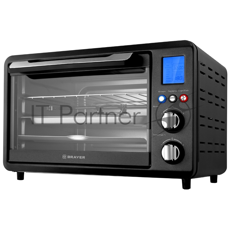 Мини-печь BRAYER BR2601 Мощность 1500 Вт Объем 25 л 10 режимов приготовления: тост, круассан, пицца, выпекание, жарка, выпечка, подогрев, разморозка Приготовление на вертеле для равномерной прожарки Функция гриля для приготовления блюд с хрустящей ко
