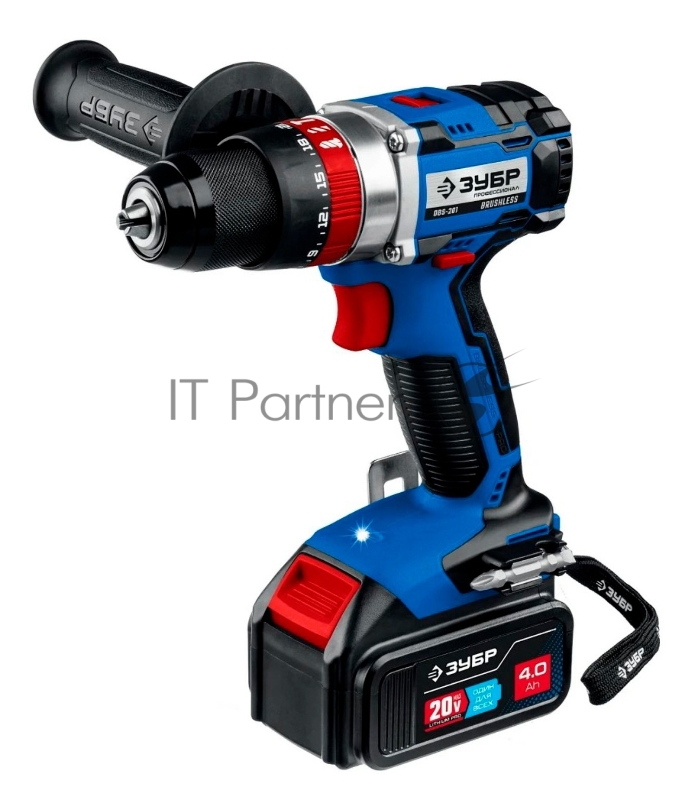 Дрель-шуруповерт ЗУБР 20В бесщеточная ударная , 2 АКБ (4Ач), в кейсе, Профессионал. DBS-201-42