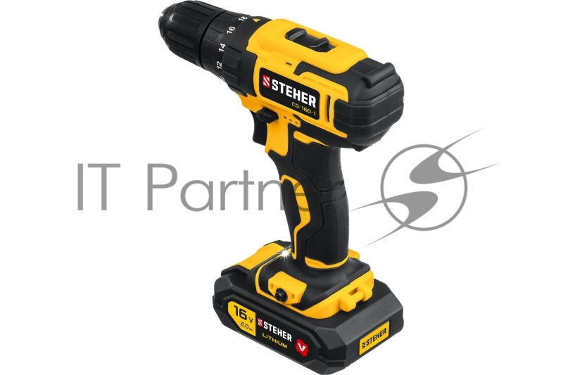 Дрель-шуруповерт STEHER 16В, 1 АКБ (2Ач), в кейсе, CD-160-1