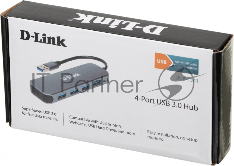 Разветвитель USB 3.0 D-Link DUB-1341 4порт. черный (DUB-1341/C2A)