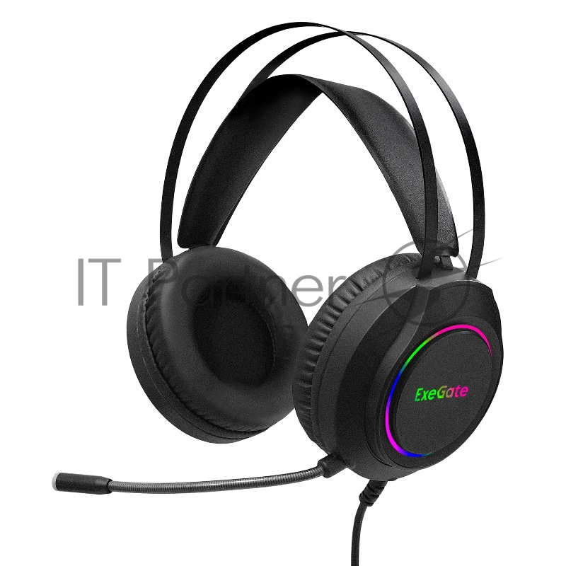 Игровая гарнитура ExeGate EX289746RUS Cosmos HS-702GL (объемный звук 7.1, длина кабеля 2.5м, RGB подсветка, USB интерфейс)