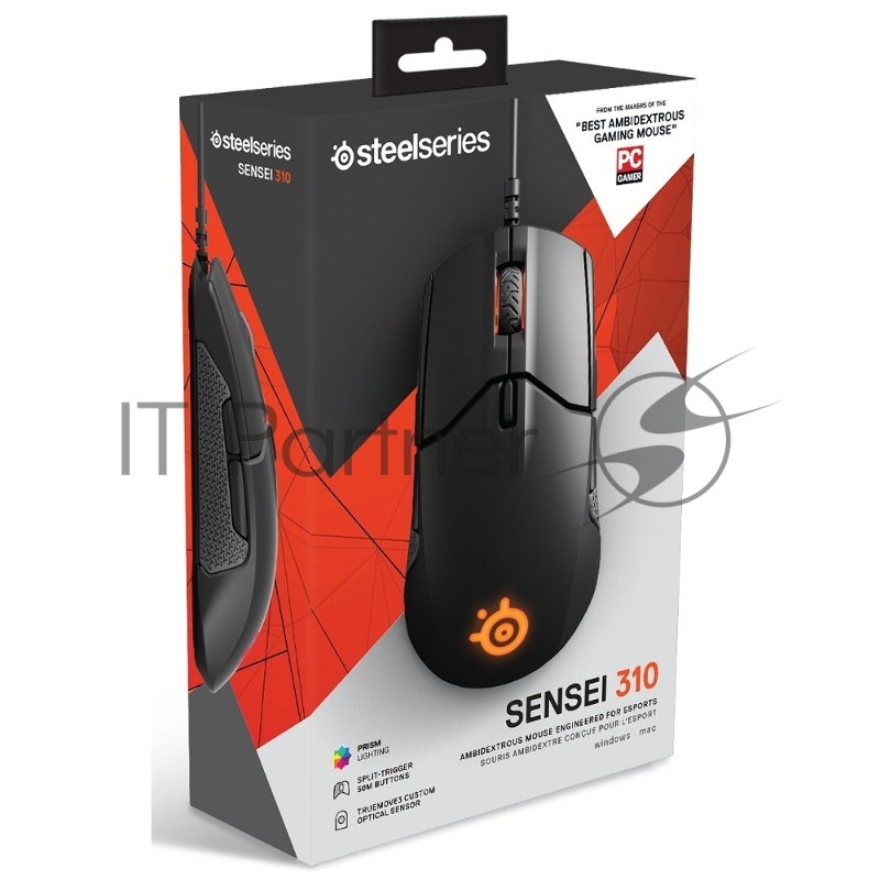 Игровая мышь SteelSeries Sensei 310 черная (8 кнопок, TrueMove3, Omron, 12000 dpi, RGB подсветка, USB)