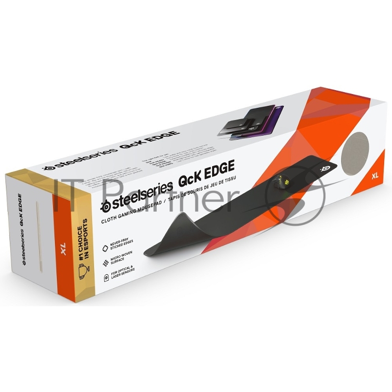 Игровой коврик для мыши Steelseries QcK Edge XL черный (900 x 300 x 2мм, текстиль, резина)