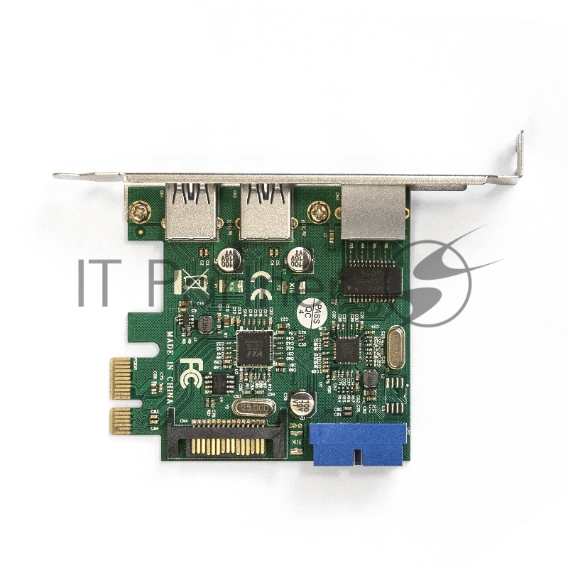 Контроллер ExeGate EX290278RUS EXE-362 PCI-E 2.0, 2*USB3.0 ext + 1*USB3.0 int + LAN UTP 1000Mbps, разъем доп.питания (OEM)