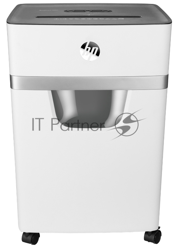 Шредер HP OneShred 10МС белый (секр.P-5) фрагменты 10лист. 20лтр. скрепки скобы пл.карты