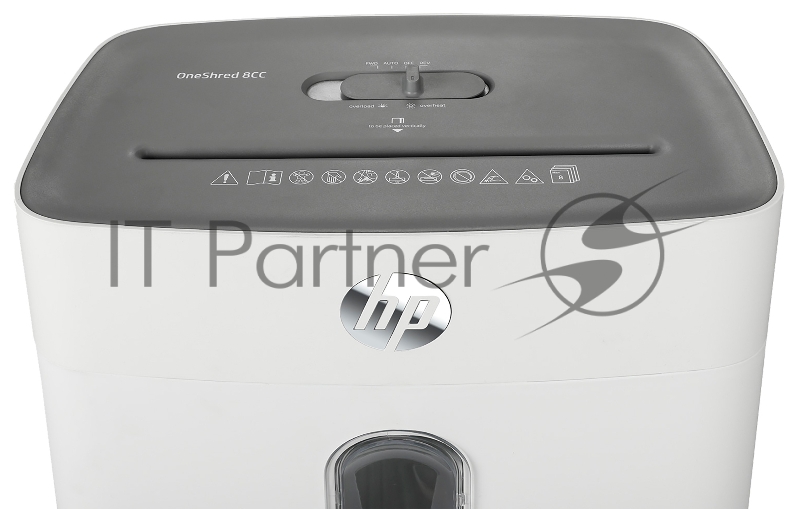 Шредер HP OneShred 8CC (секр.P-4) перекрестный 8лист. 15лтр. скрепки скобы пл.карты