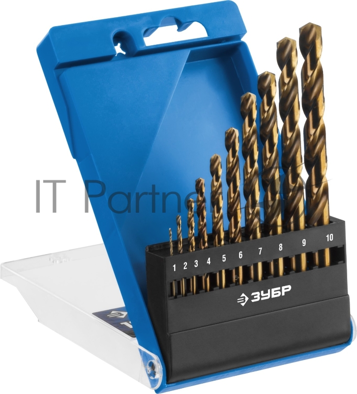 Набор сверл по металлу, ЗУБР КОБАЛЬТ 10шт(1-10мм), сталь Р6М5К5, класс А