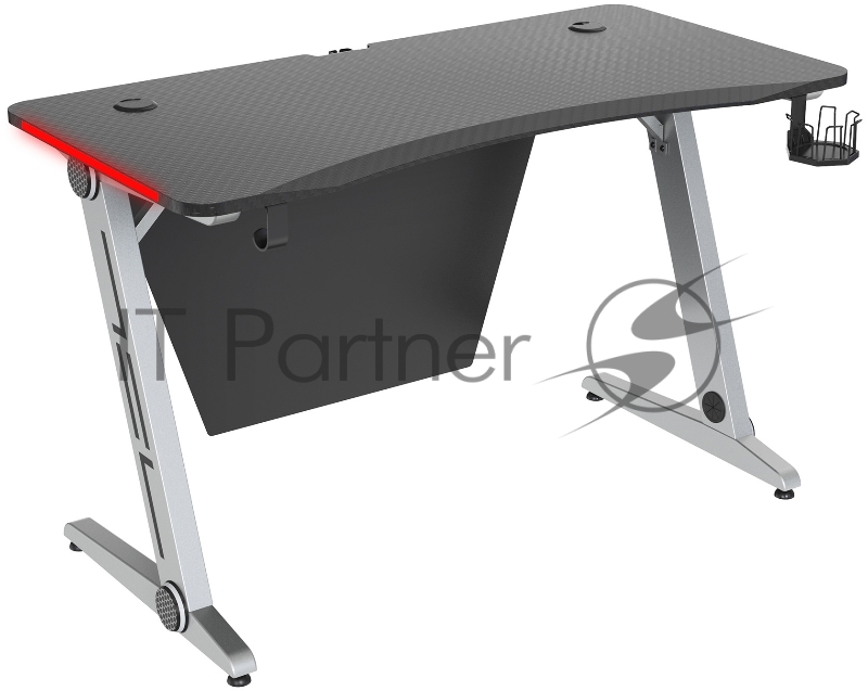 Стол игровой Cactus CS-GTZ-SL-CARBON-RED столешница МДФ карбон каркас серебристый