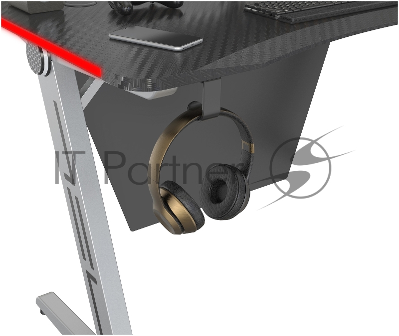 Стол игровой Cactus CS-GTZ-SL-CARBON-RED столешница МДФ карбон каркас серебристый