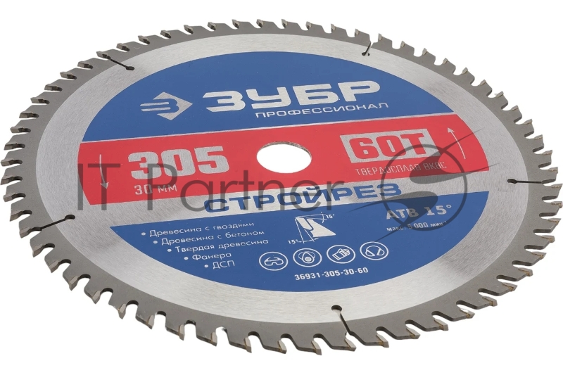 Диск пильный ЗУБР Стройрез 305х30мм 60Т, по строительной древесине