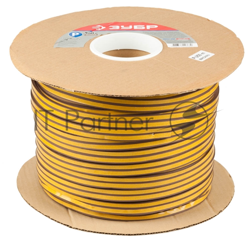 Уплотнитель ЗУБР 40932-250 резиновый самоклеящийся профиль p коричневый 250м