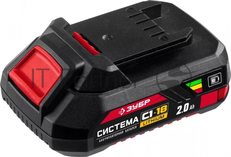 Батарея ЗУБР 18В, Li-Ion, 2Ач, тип С1, аккумуляторная. АКБ-С1-18-2