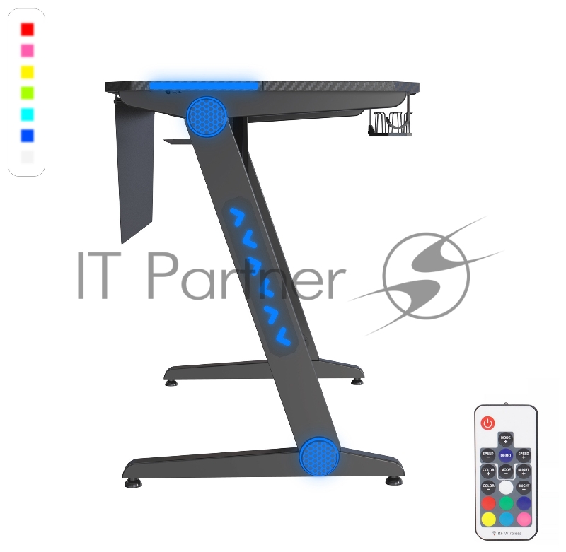 Стол игровой Cactus CS-GTIZ-BK-CARBON-RGB столешница МДФ карбон каркас черный