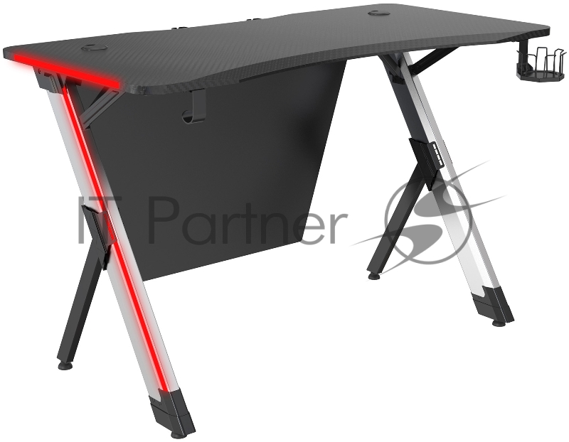 Стол игровой Cactus CS-GTX-AL-CARBON-RED столешница МДФ карбон каркас серебристый