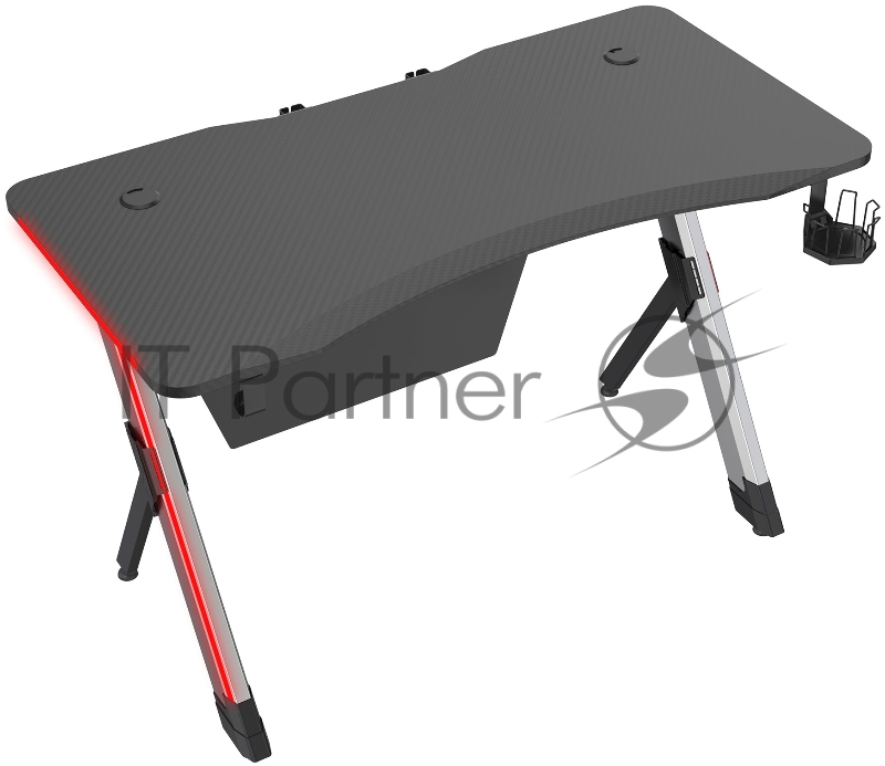 Стол игровой Cactus CS-GTX-AL-CARBON-RED столешница МДФ карбон каркас серебристый