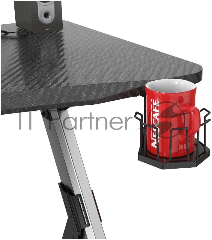 Стол игровой Cactus CS-GTX-AL-CARBON-RED столешница МДФ карбон каркас серебристый