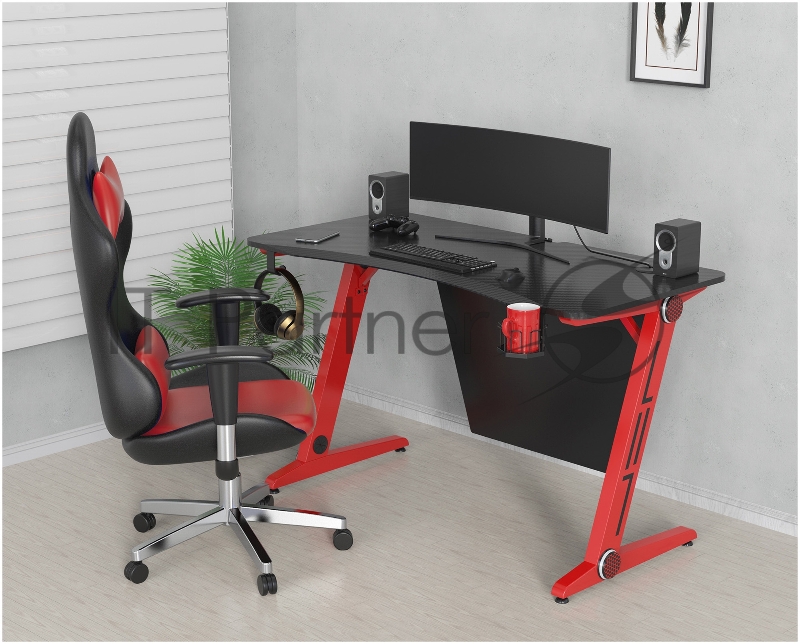 Стол игровой Cactus CS-GTZ-RDBK-CARBON столешница МДФ карбон каркас черный