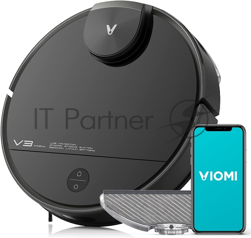 Робот-пылесос VIOMI V3 Max/Подключение:WiFi/MiHome/Мо всасывания:2.7кПа/Батарея:5200 уборка/Цвет:Черный V-RVCLM27A