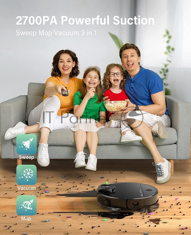 Робот-пылесос VIOMI V3 Max/Подключение:WiFi/MiHome/Мо всасывания:2.7кПа/Батарея:5200 уборка/Цвет:Черный V-RVCLM27A