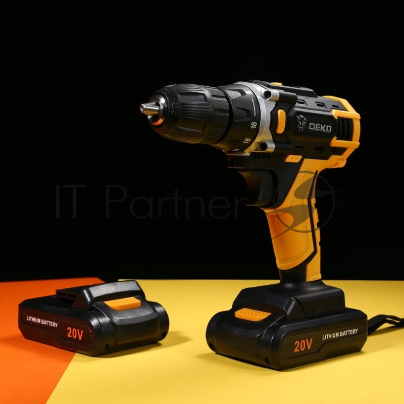 Дрель DEKO Аккумуляторная 20B DKCD20FU-Li SET3 в кейсе + оснастка 13 шт, 2х1.5Ач, з/у063-4172
