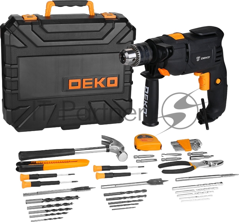 Дрель ударная DEKO сетевая DKID600W в пластиковом кейсе + набор инструментов 40 предметов063-4158