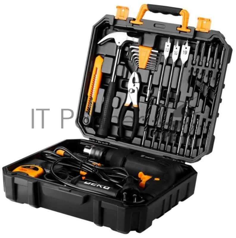 Дрель ударная DEKO сетевая DKID600W в пластиковом кейсе + набор инструментов 40 предметов063-4158