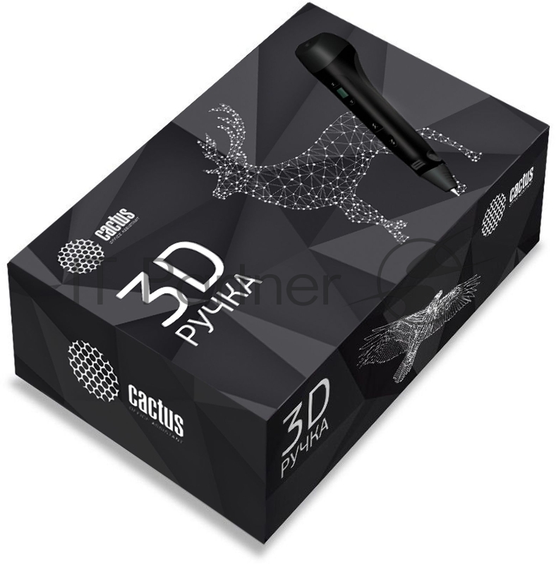 Ручка 3D Cactus CS-3D-PEN-C-BK + CS-3D-PLA-12x10M PLA ABS LCD черный