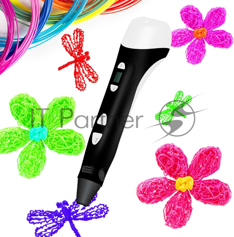 Ручка 3D Cactus CS-3D-PEN-C-BK + CS-3D-PLA-12x10M PLA ABS LCD черный