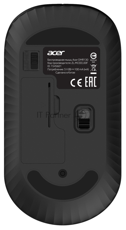 Мышь Acer OMR130 черный оптическая (1200dpi) беспроводная USB (3but)