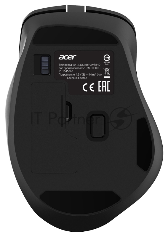 Мышь Acer OMR140 черный оптическая (1600dpi) беспроводная USB (6but)