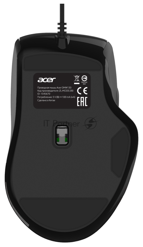 Мышь Acer OMW130 черный оптическая (3600dpi) USB (6but)