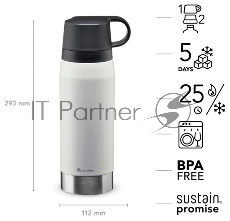 Термос Stanley Aladdin CityPark Thermavac 1л. светло-серый/черный (10-10379-004)