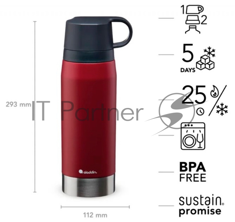 Термос Stanley Aladdin CityPark Thermavac 1л. бордовый/черный (10-10379-002)