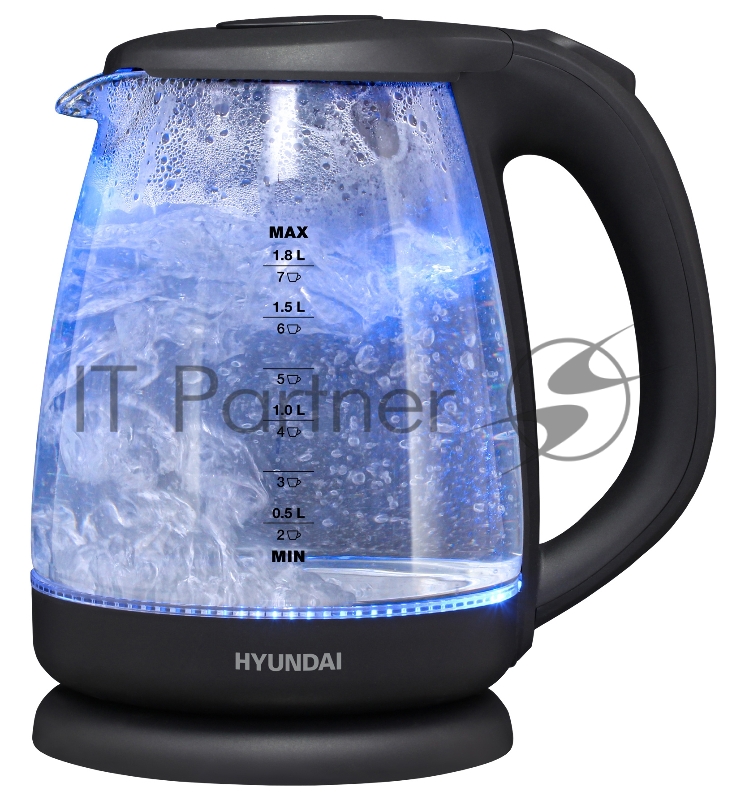 Чайник электрический Hyundai HYK-G3003 1.8л. 2200Вт черный (корпус: стекло)