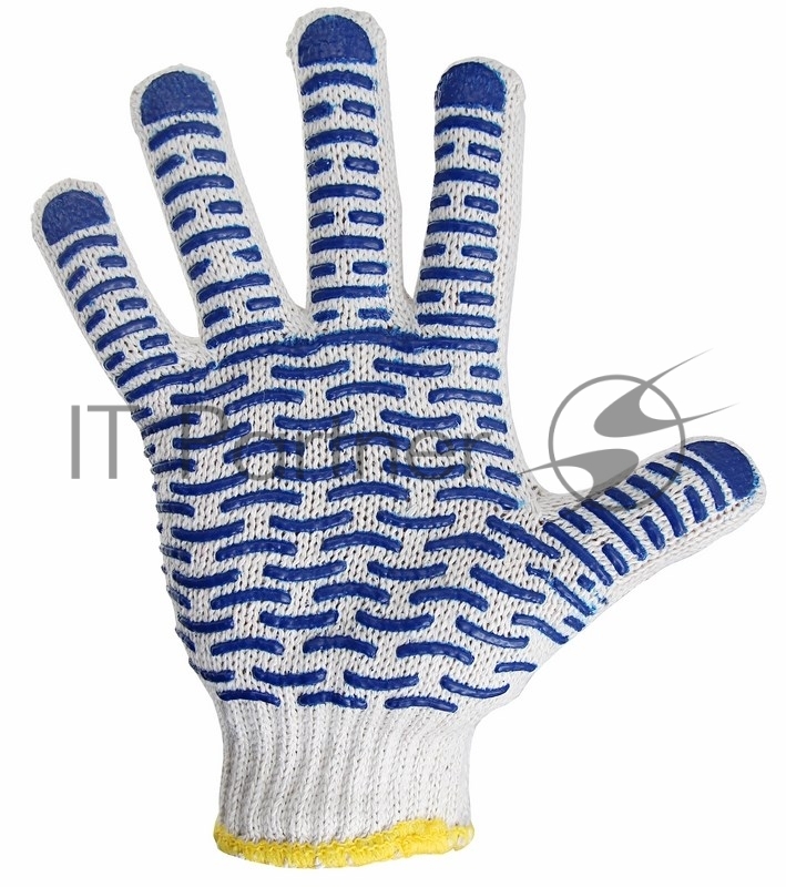 Перчатки х/б с нанесением ПВХ («Волна»), 4 нити, 55-56 г, 7,5 класс вязки