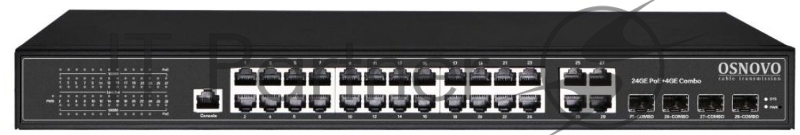 Коммутатор Управляемый L2 PoE коммутатор Gigabit Ethernet на 24 RJ45 PoE + 4 x GE Combo Uplink, до 30W на порт, суммарно до 400W